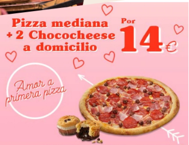 pizza mediana + dos chococheese a domicilio 14€!!!!