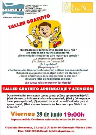 Taller gratuito "Aprendizaje y Atención en los niños"