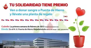 El Hospital Puerta de Hierro de Majadahonda premia la donación de sangre con una planta de regalo