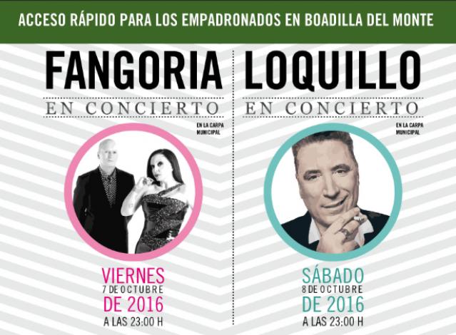 Los empadronados en Boadilla podrán tener Acceso Rápido a los conciertos de Fangoria y Loquillo