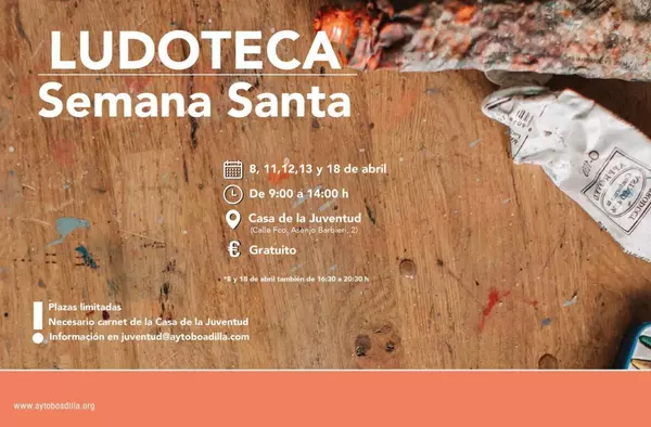 La ludoteca de la Casa de la Juventud abrirá de 9:00 a 14:00 horas durante las vacaciones de Semana Santa