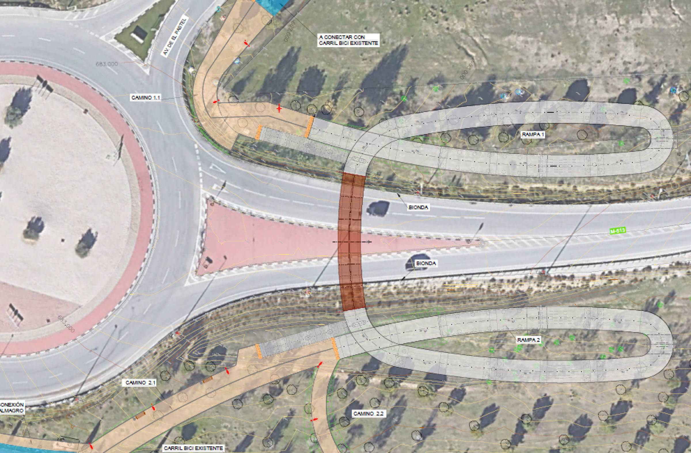 Una cuarta pasarela peatonal y ciclista sobre la M-513 conectará los nuevos desarrollos de Boadilla