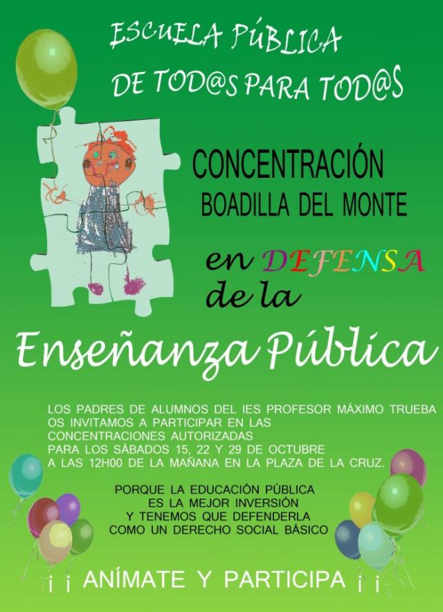 
                                                    Padres del Instituto Máximo Trueba convocan una concentración en defensa de la Educación Pública